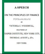 A Speech on the Principles of Finance